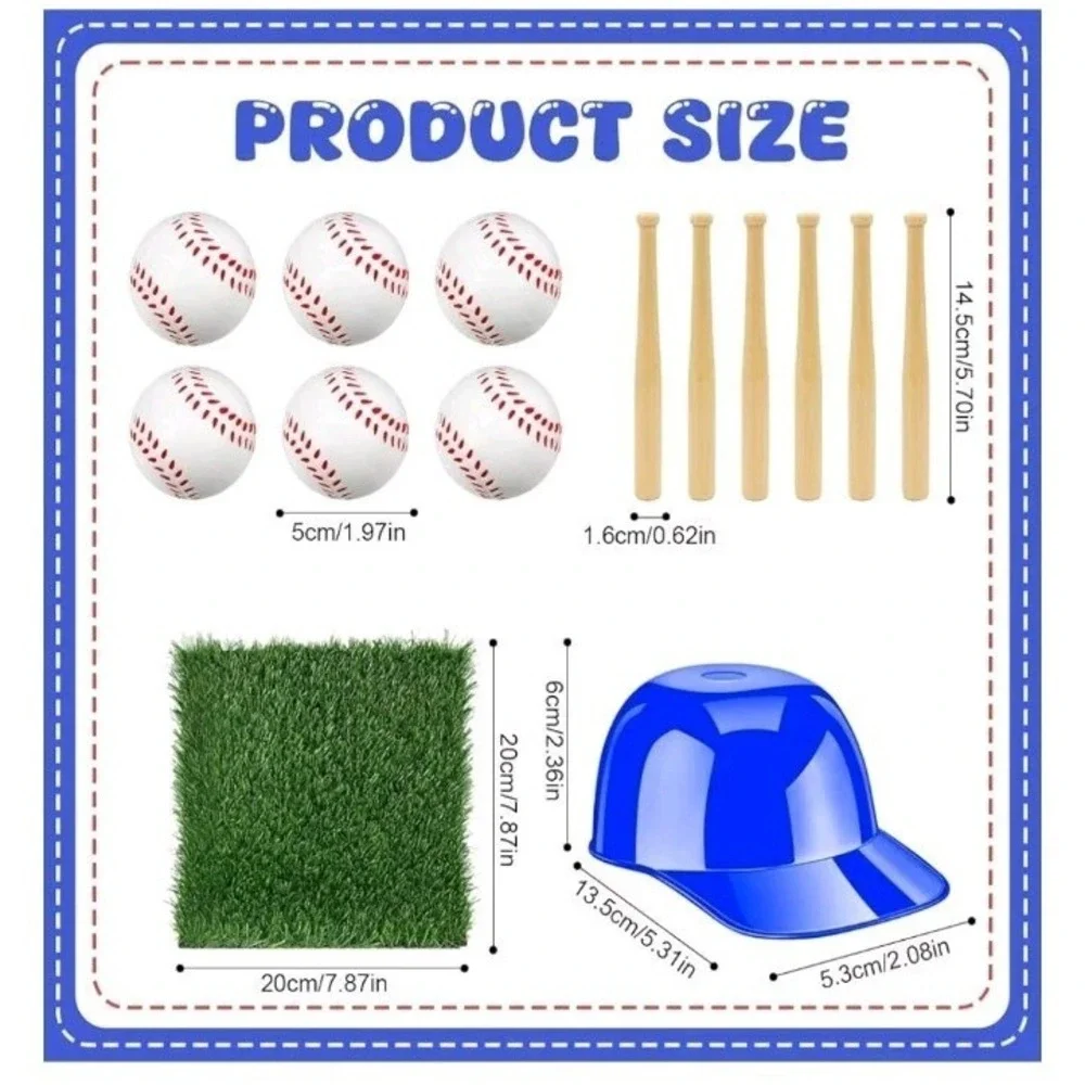 24 Pcs Baseball Party Table Decorations Kit Include Artificial Grass Mats